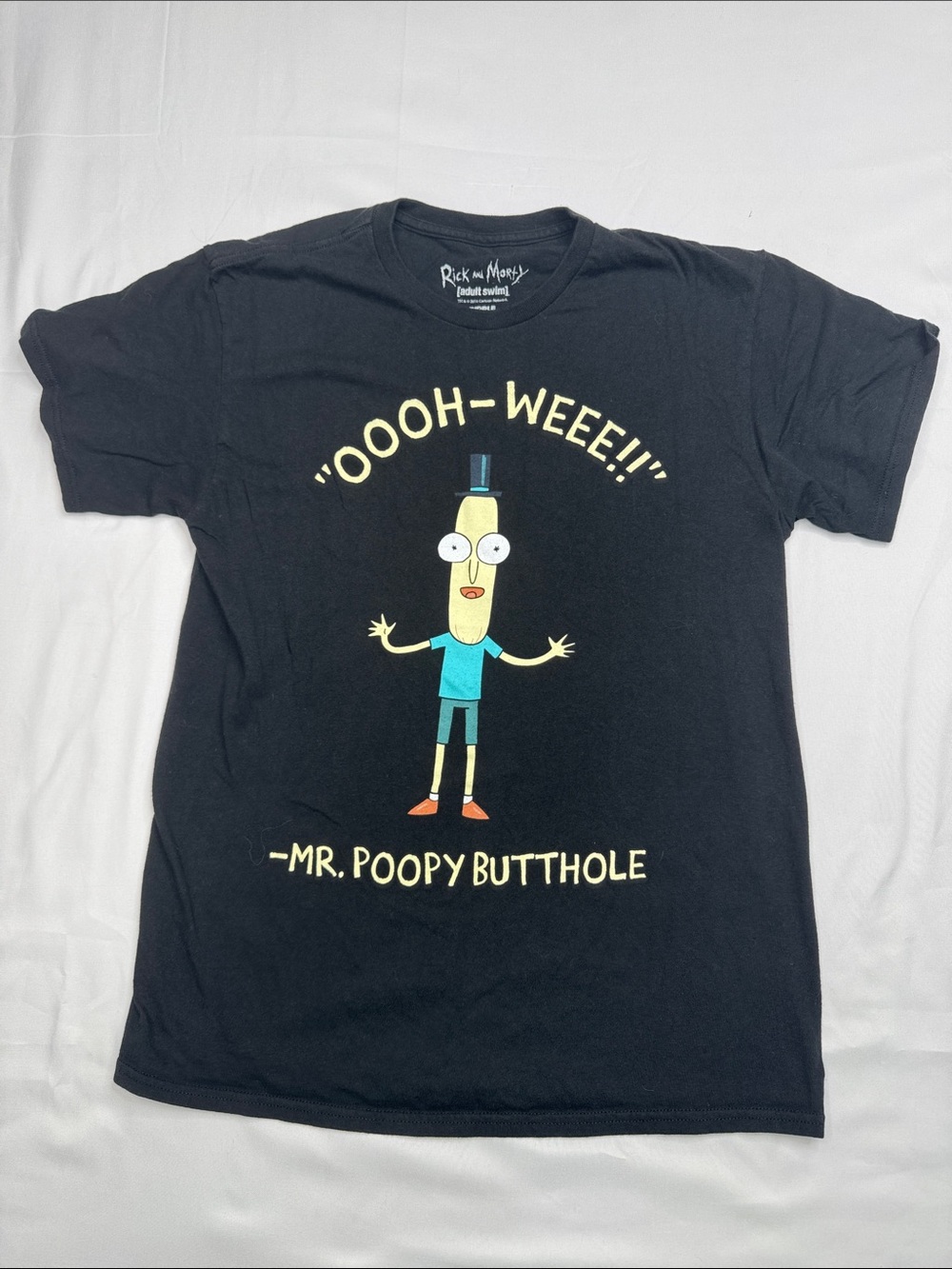 Rick Morty size Medium M Mr. Poopybutthole Graphic Tee t shirt Black adult swim